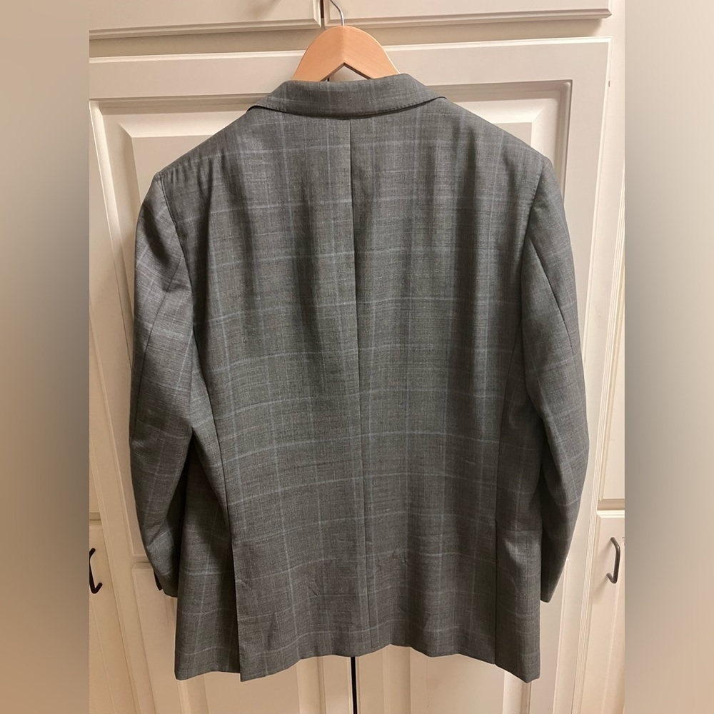 Trussini Linea Nuova 44L Gray Plaid Sports Coat Blazer 100% Lana Wool Italian - Picture 2 of 13